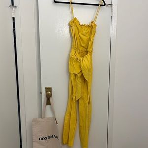 BCBGeneration tie front yellow jumpsuit